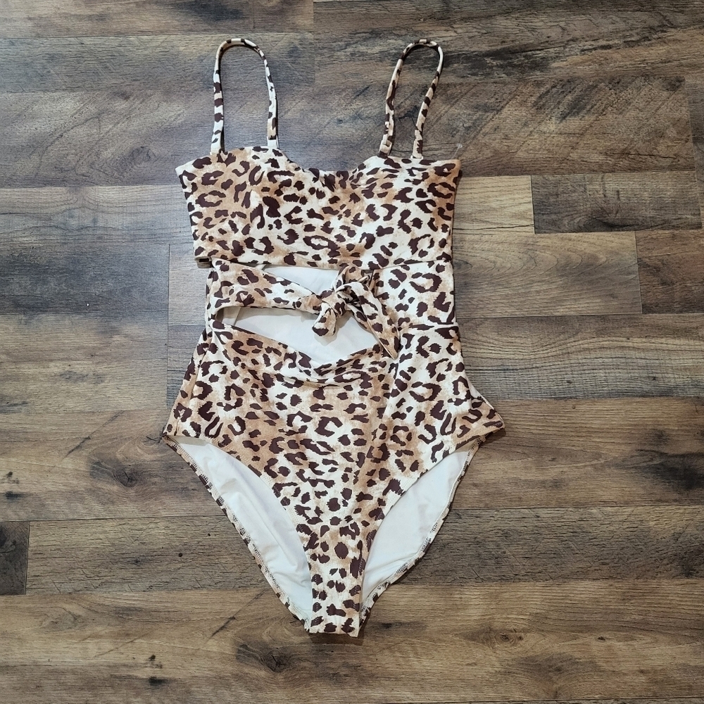 Aerie One Piece Multi-wear Animal Print Swimsuit Size Large